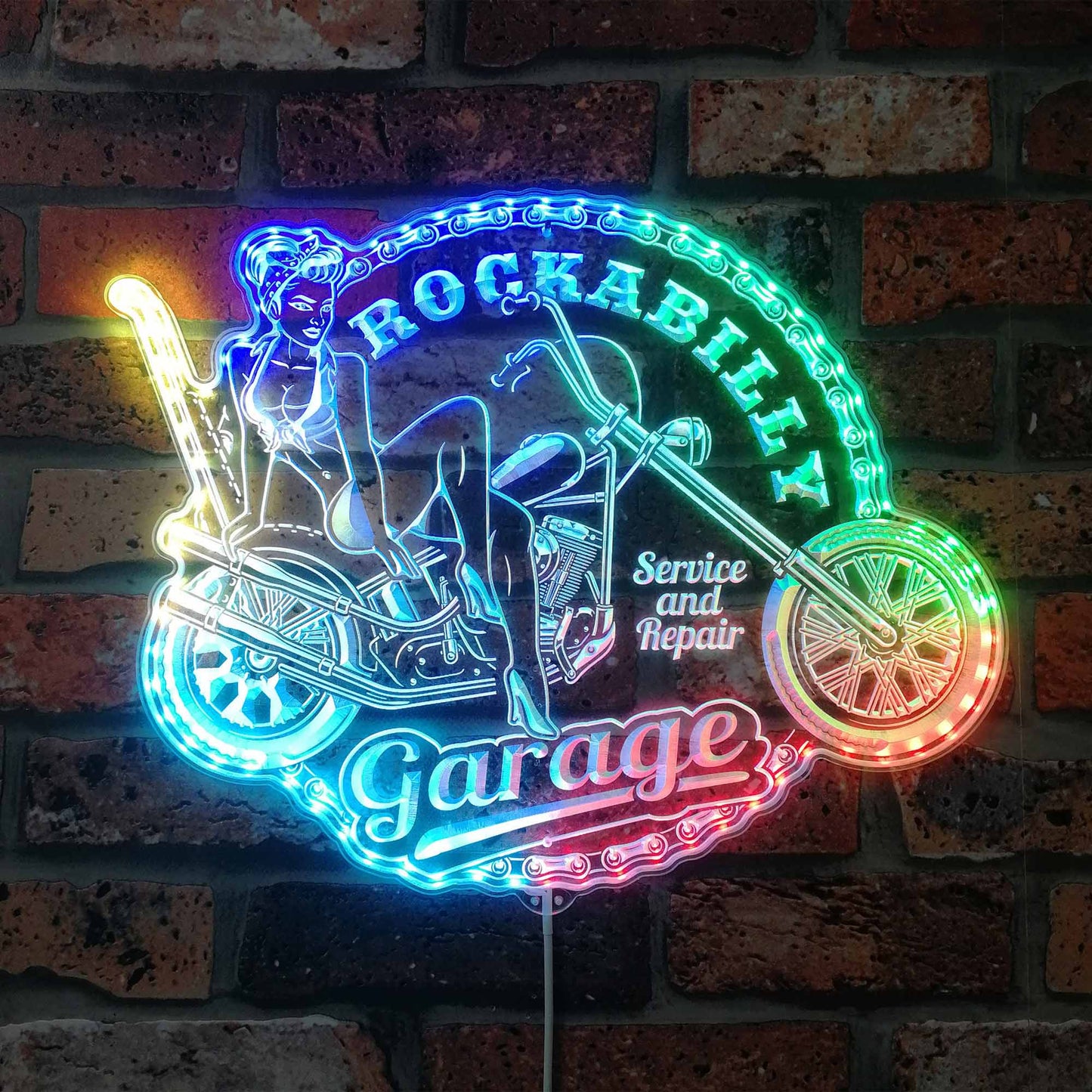ADVPRO Rockabilly Girl Pin up Garage RGB Dynamic Glam LED Sign st06-fnd-i0320