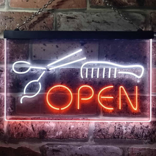 Hair Salon Scissor Comb Cut Wall Decor Dual-color LED Neon Sign st6-i2087