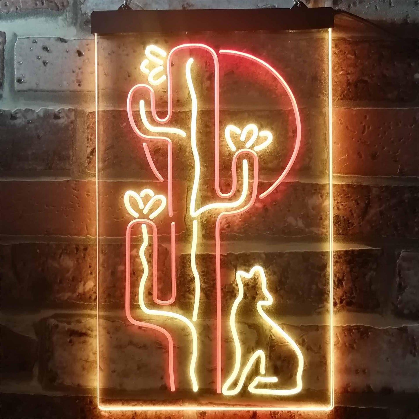 Cactus Wolf with Moon Room Light Dual-color LED Neon Sign st6-i3217