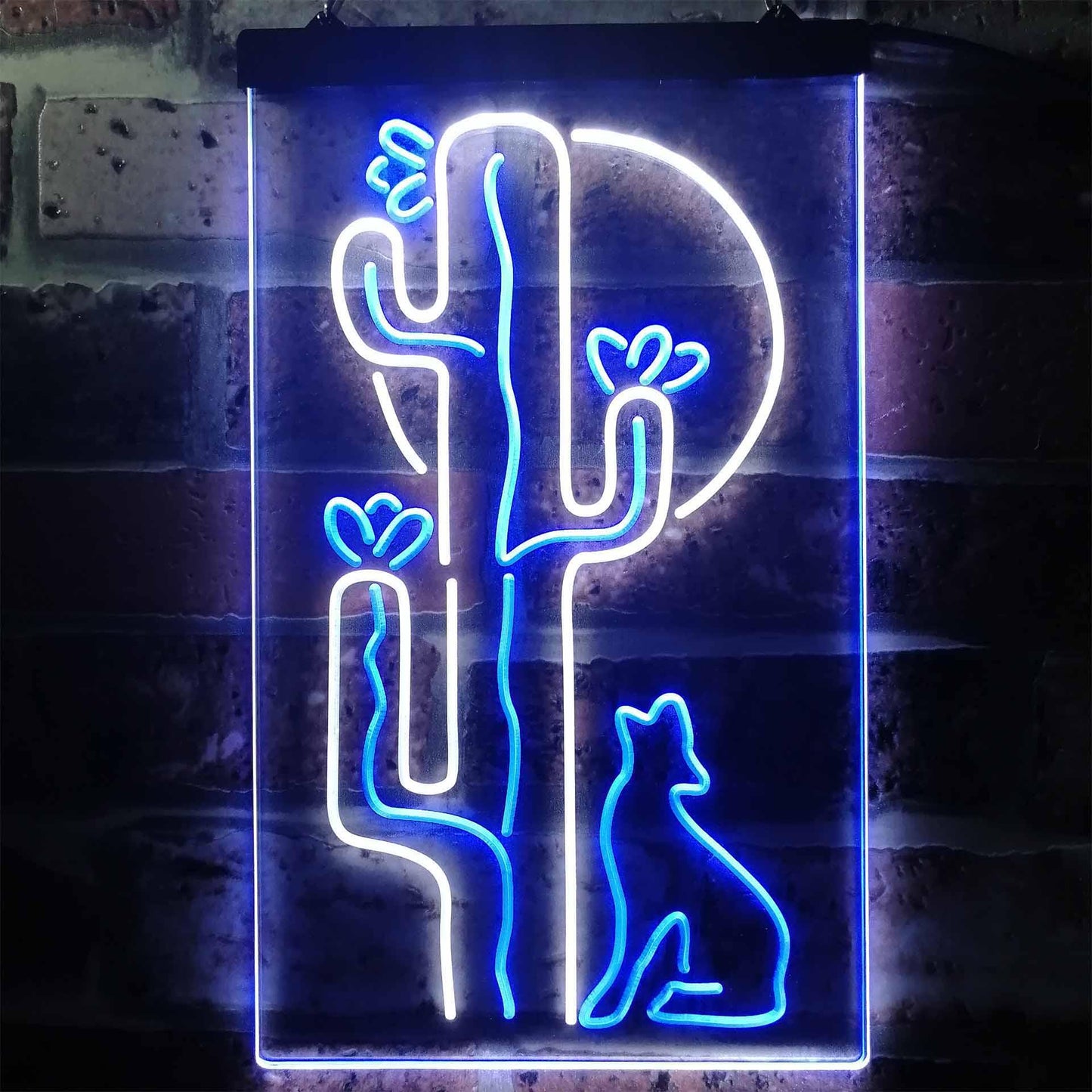Cactus Wolf with Moon Room Light Dual-color LED Neon Sign st6-i3217