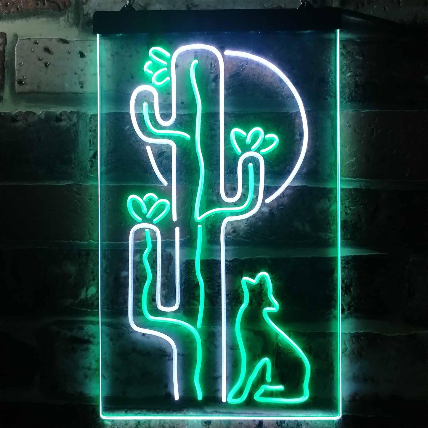 Cactus Wolf with Moon Room Light Dual-color LED Neon Sign st6-i3217