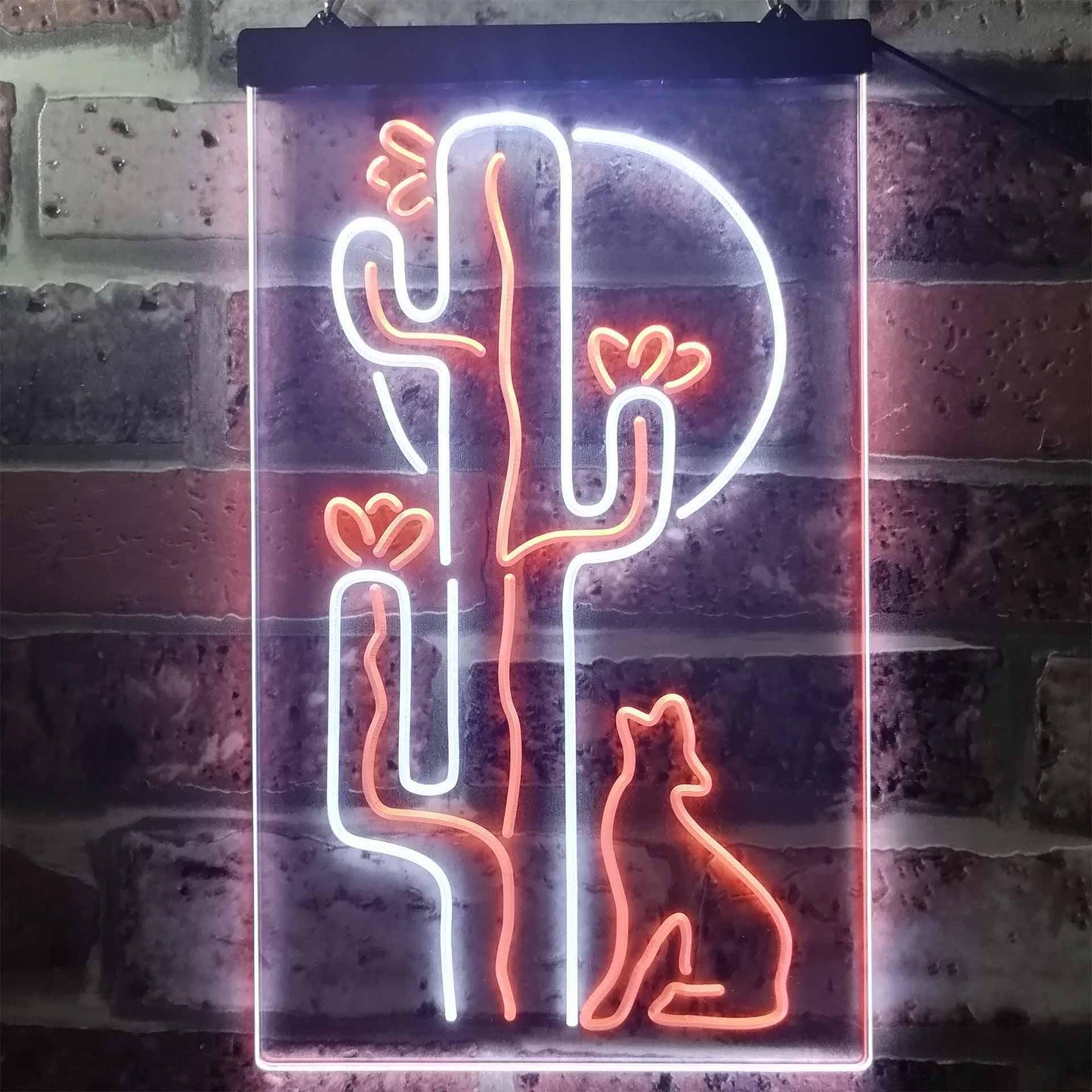 Cactus Wolf with Moon Room Light Dual-color LED Neon Sign st6-i3217
