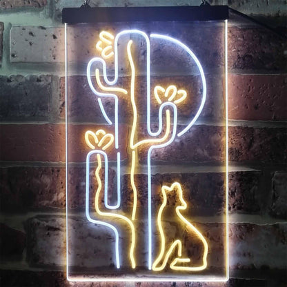 Cactus Wolf with Moon Room Light Dual-color LED Neon Sign st6-i3217