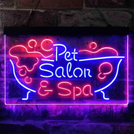 Pet Salon Spa Dog Cat Grooming Dual-color LED Neon Sign st6-i3814