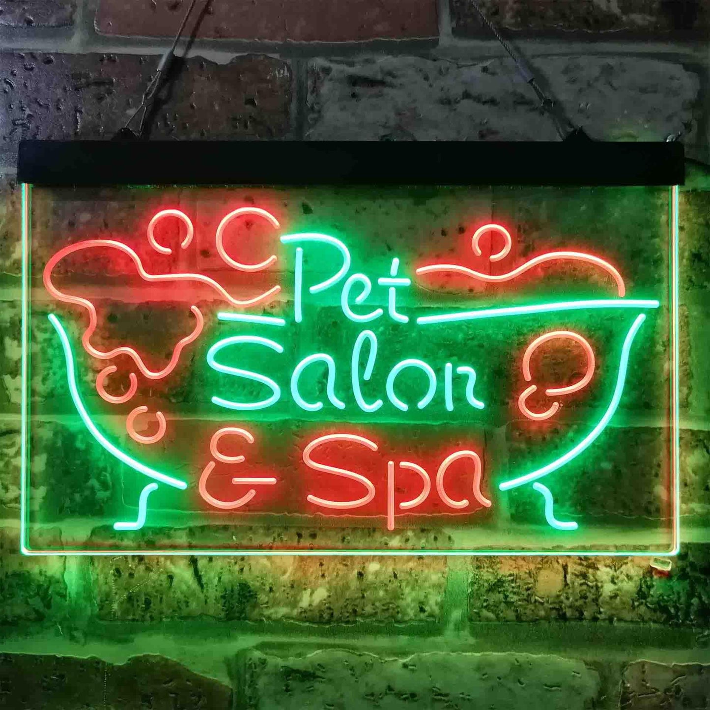 Pet Salon Spa Dog Cat Grooming Dual-color LED Neon Sign st6-i3814