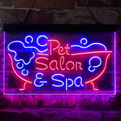 Pet Salon Spa Dog Cat Grooming Dual-color LED Neon Sign st6-i3814