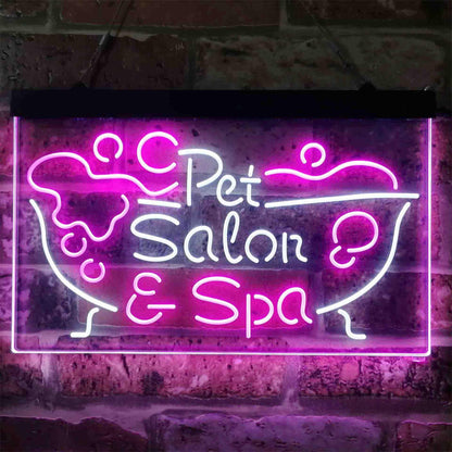 Pet Salon Spa Dog Cat Grooming Dual-color LED Neon Sign st6-i3814