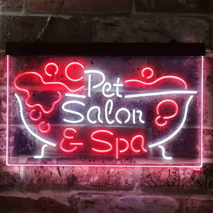 Pet Salon Spa Dog Cat Grooming Dual-color LED Neon Sign st6-i3814