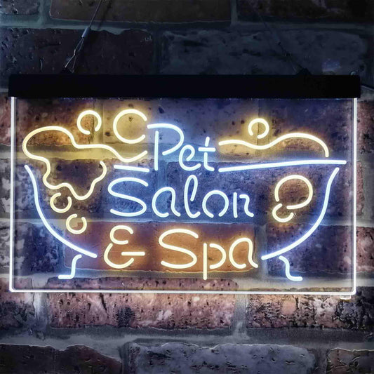 Pet Salon Spa Dog Cat Grooming Dual-color LED Neon Sign st6-i3814