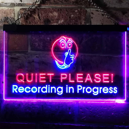 Recording in Progress Quiet Please On Air Studio Dual-color LED Neon Sign st6-m0096