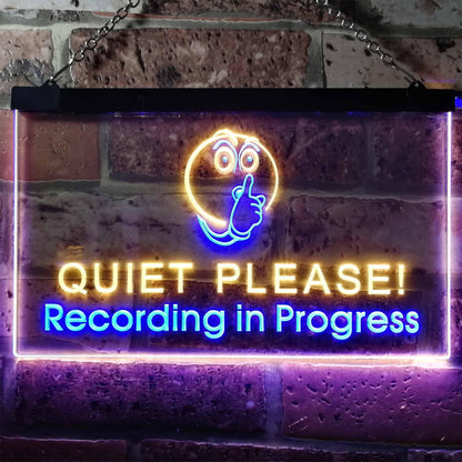 Recording in Progress Quiet Please On Air Studio Dual-color LED Neon Sign st6-m0096