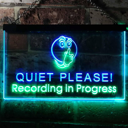 Recording in Progress Quiet Please On Air Studio Dual-color LED Neon Sign st6-m0096