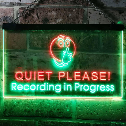 Recording in Progress Quiet Please On Air Studio Dual-color LED Neon Sign st6-m0096