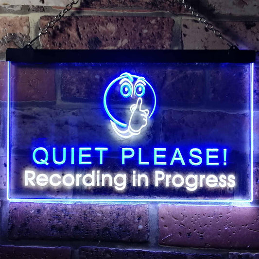 Recording in Progress Quiet Please On Air Studio Dual-color LED Neon Sign st6-m0096