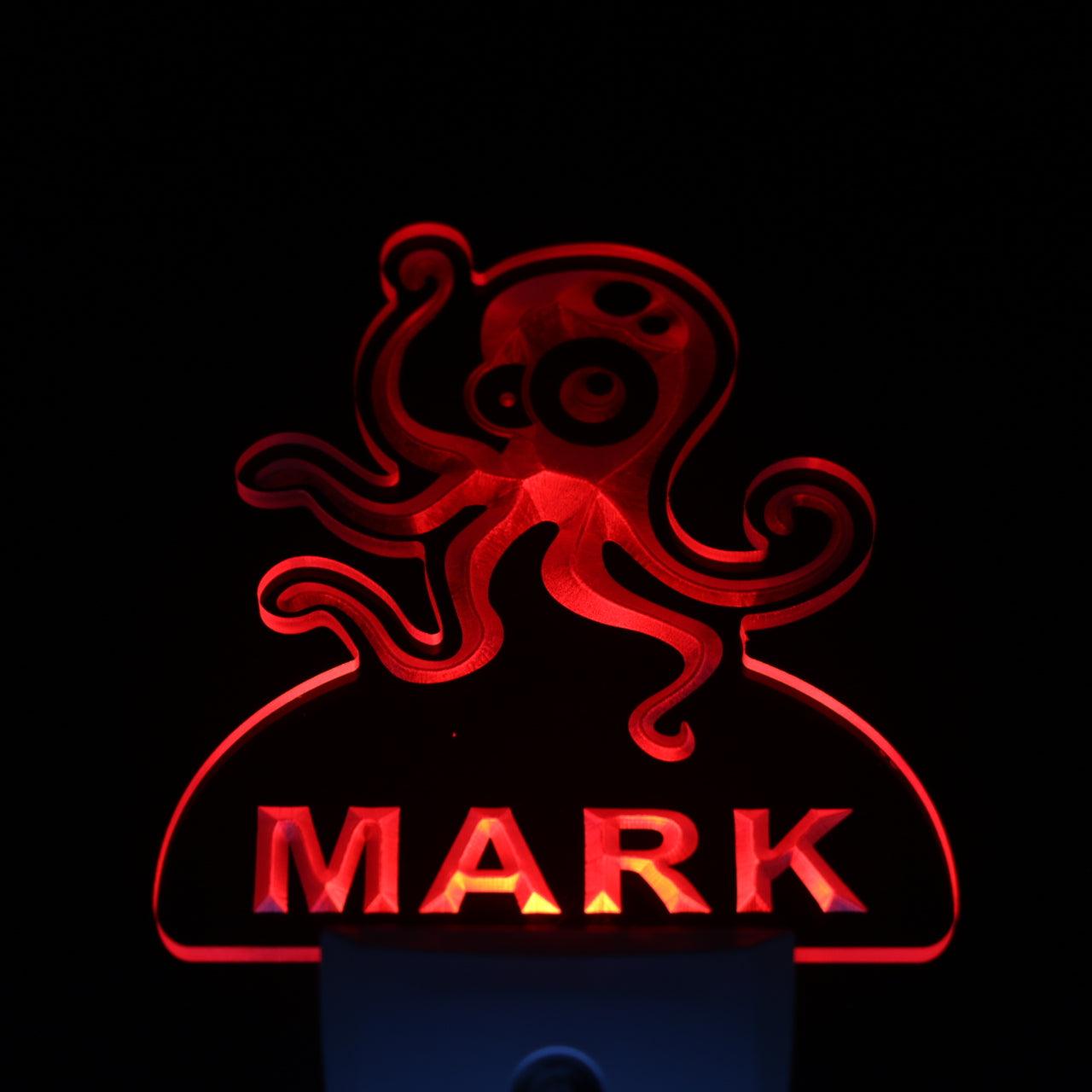 Octopus Personalized Night Light Name Day/Night Sensor LED Sign ws1032-tm