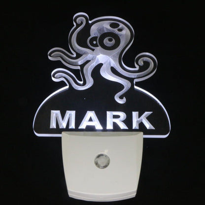Octopus Personalized Night Light Name Day/Night Sensor LED Sign ws1032-tm